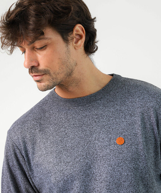 Suéter Masculino Tricô Mescla Marisa Azul