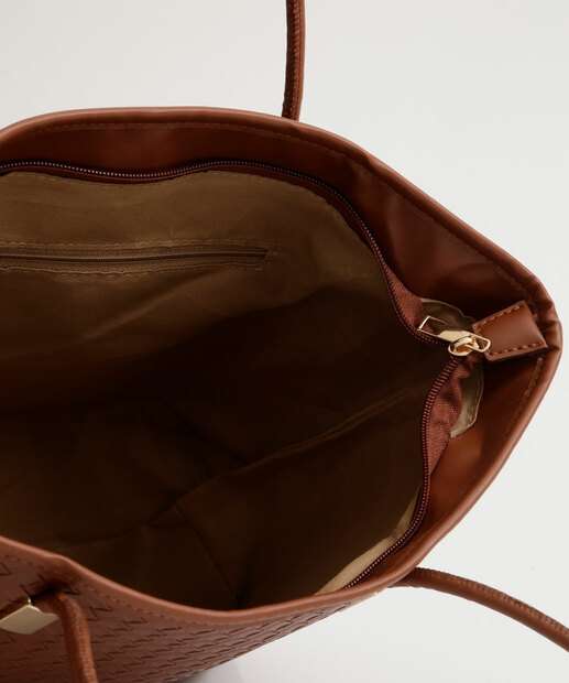 Bolsa De Ombro Tote Feminina Textura Marisa Marrom