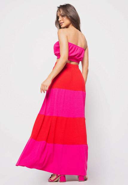 Cropped  Tomara Que Caia Malha Canelada Rosa