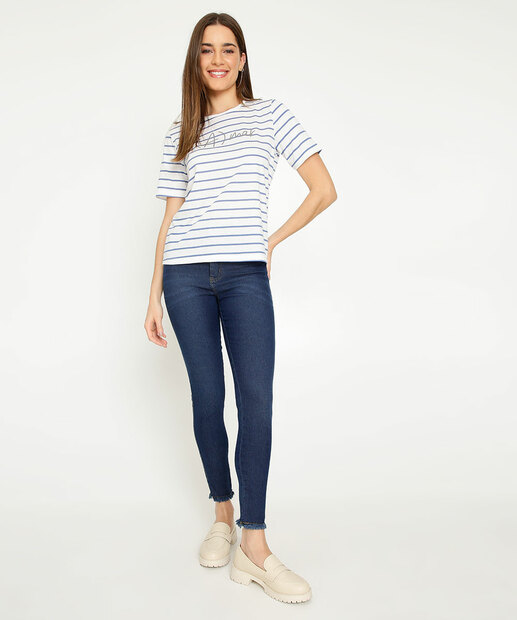 Blusa Feminina Listrada Manga Curta Marisa