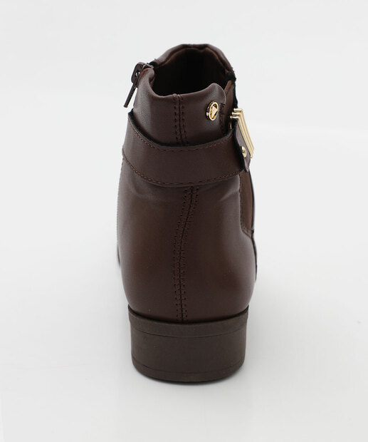 Bota Feminina Fivela Cano Curto Via Uno Marrom