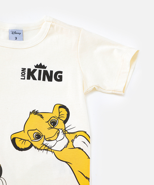 Camiseta Infantil Simba Rei Leão Tam 1 a 3 Off White