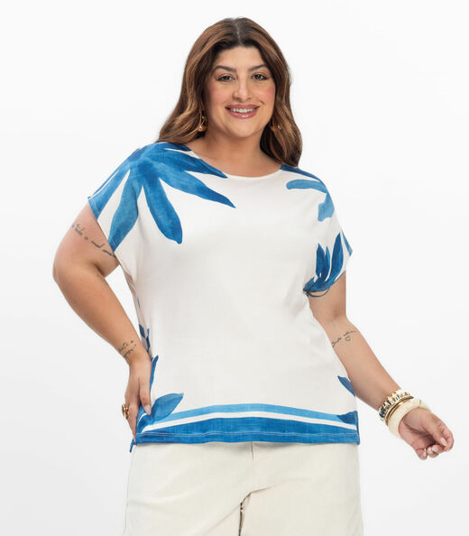Image_Blusa Manga Curta Feminina Plus Size Secret Glam Azul