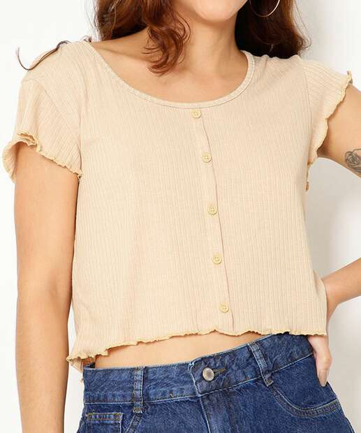 Blusa Cropped Feminina Botões Marisa