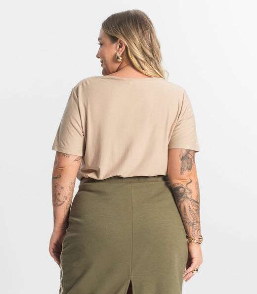 Blusa Feminina Manga Curta Secret Glam Marrom