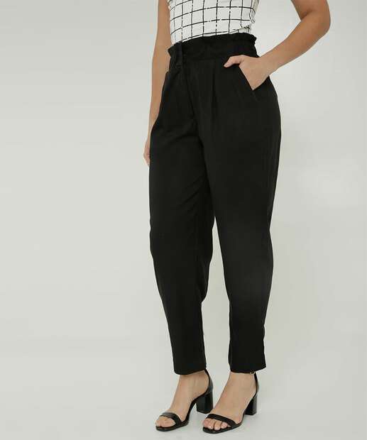 Calça Feminina Reta Cintura Alta Bolsos Marisa