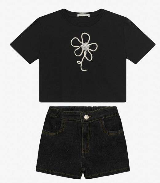 Conjunto Infantil Blusa Com Shorts Trick Nick Preto