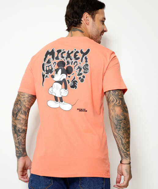 Camiseta Masculina Estampa Mickey Manga Curta Disney