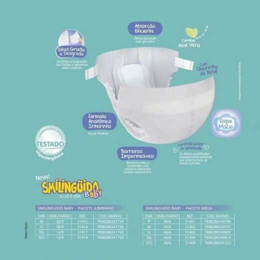 Fralda Smilinguido Jumbinho Mega M 54 Unidades
