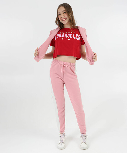 Blusa Juvenil Cropped Estampado Marisa Tam 10 a 16 Vermelho