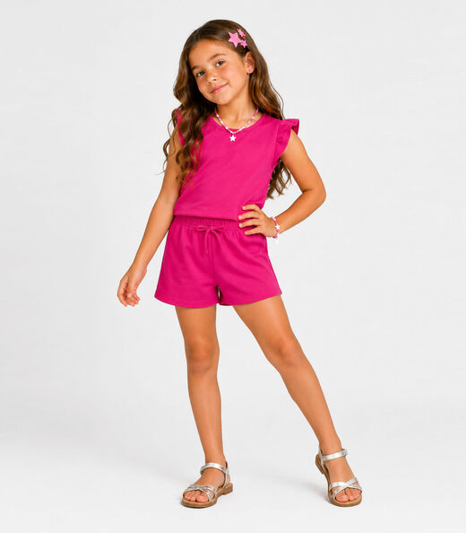 Conjunto Feminino Infantil Blusa E Short Select Rosa