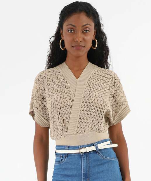 Image_Blusa Cropped Feminina Tricô Manga Curta Marisa