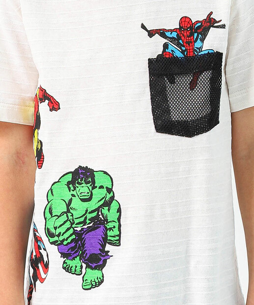Camiseta Infantil Vingadores Marvel Tam 4 a 10 Off White 