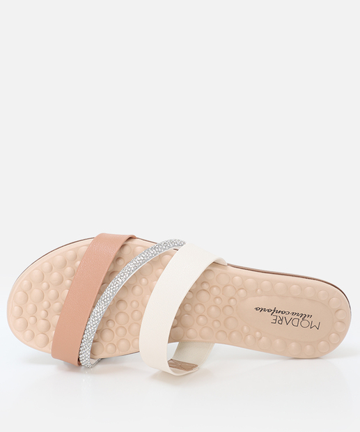 Rasteirinha Feminina Strass Modare Off White