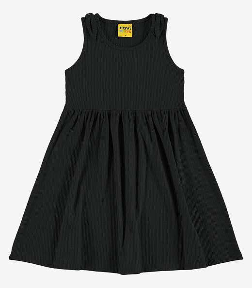 Vestido Infantil Canelado Lurex Rovi Kids Preto