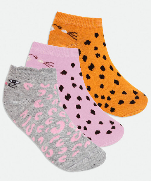 Kit 3 Pares Meias Soquete Feminina Estampa Animal Print Marisa