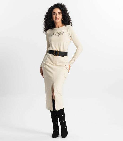 Blusa Manga Longa Feminina Rovitex Bege