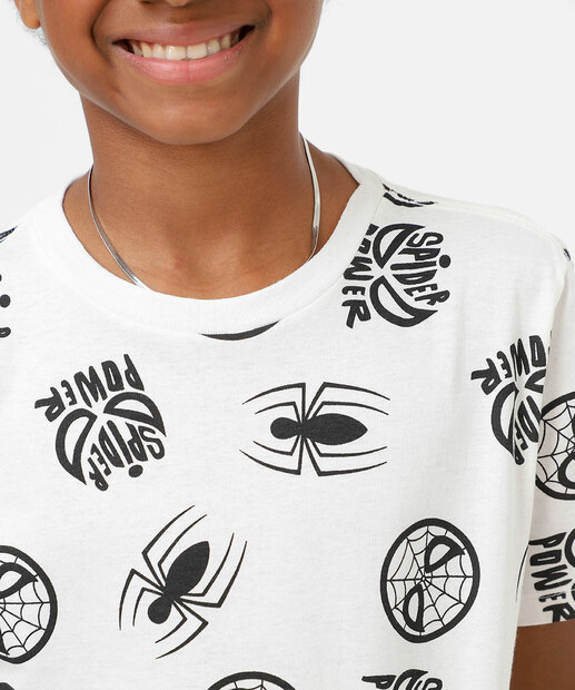 Camiseta Juvenil Homem Aranha Marvel Tam 10 a 16 Off White