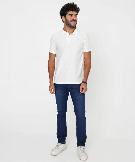 Polo Masculina Textura Marisa Off White