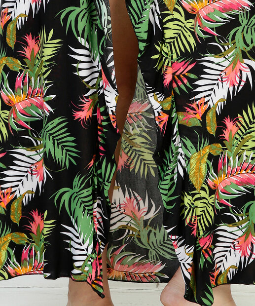 Saída De Praia Plus Size Saia Pareô Liganete Folhas Amarração 