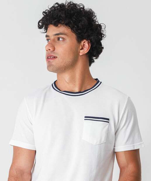 Camiseta Masculina Manga Curta Marisa Off White