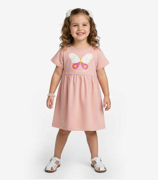 Vestido Infantil em Molecotton Select Rosa
