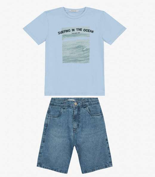 Conjunto Camiseta com Bermuda Trick Nick Azul