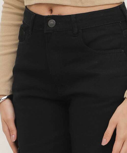 Calça Sarja Wide Leg Bolsos Cargo Feminina 