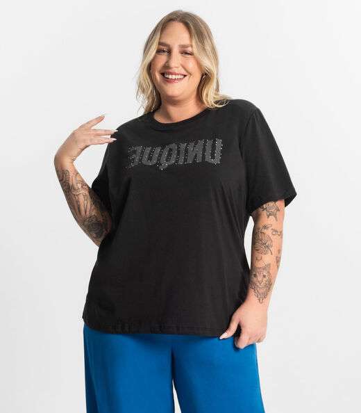 Image_Camiseta Meia Malha Plus Size Secret Glam Preto