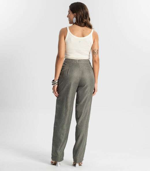 Calça Feminina Reta Alfaiataria Style Box Cinza