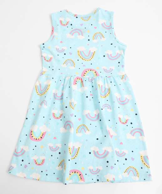 Vestido Infantil Estampa Arco-Íris Marisa Tam 1 a 3 Azul