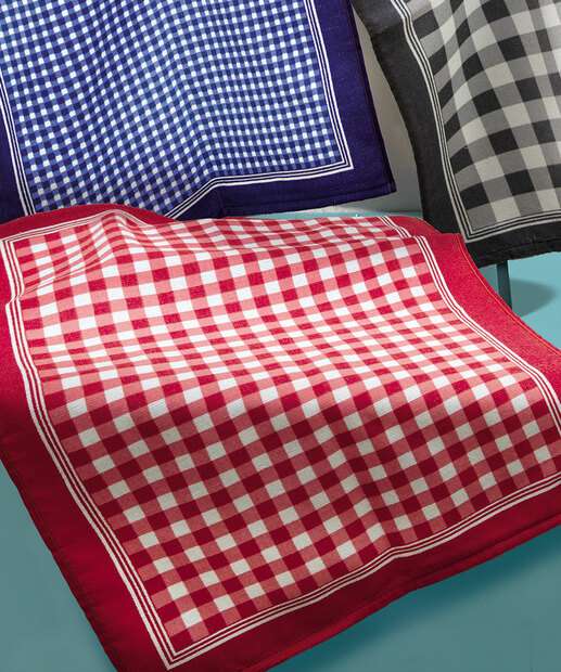 Kit Pano de Copa Felpudo Xadrez Prata Döhler 3 Peças