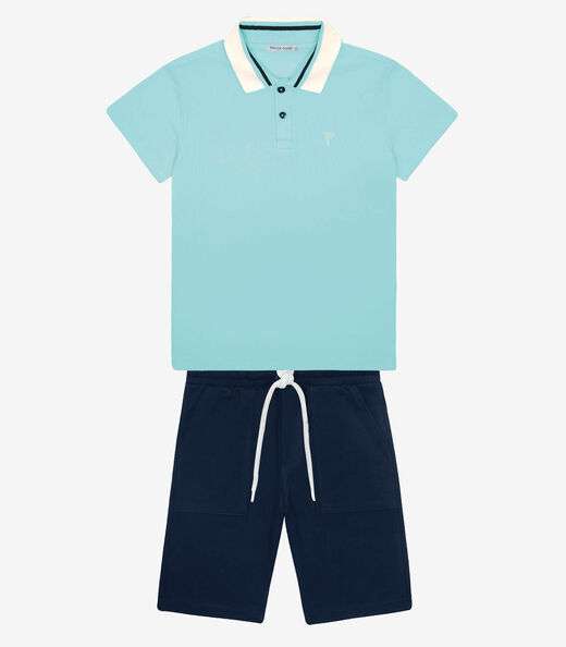 Conjunto Infantil Polo Com Bermuda Trick Nick Azul