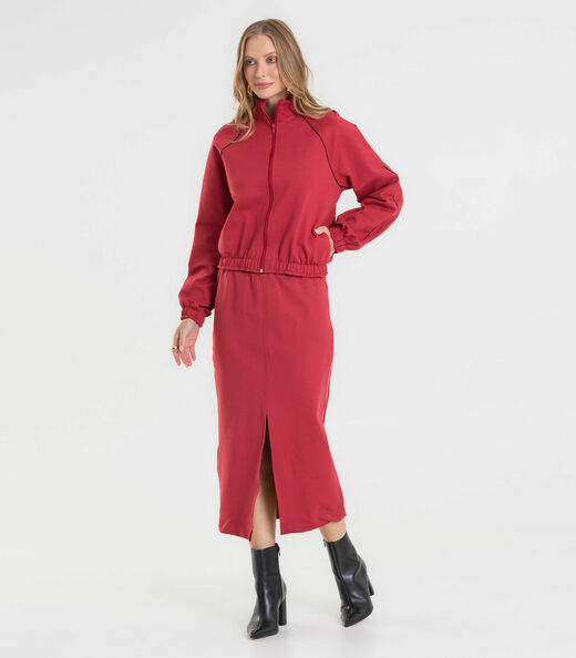 Jaqueta Feminina Ponto Roma Manga Raglan Rovitex Vermelho
