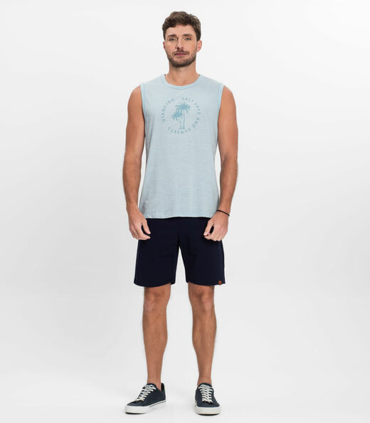 Regata Plus Masculina Malha Maquinetada Diametro Azul