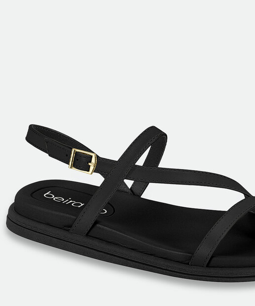 Sandália Feminina Rasteira Beira Rio 8513122 Preto