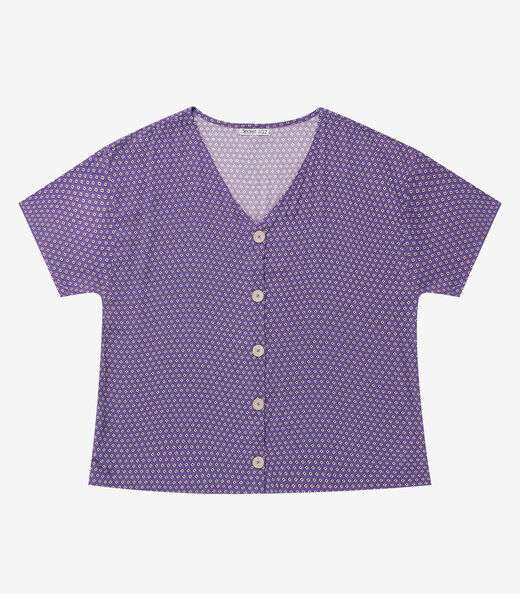 Camisa Feminina Plus Size Estampada Secret Glam Roxo
