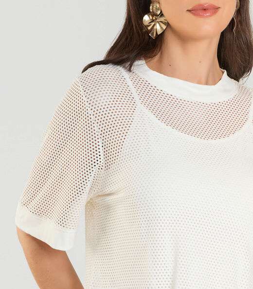 Blusa Feminina Malha Screen Infinita Cor Bege