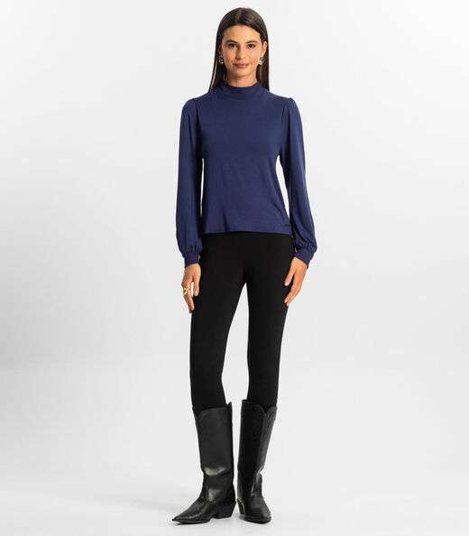 Blusa Manga Longa Feminina Rovitex Azul