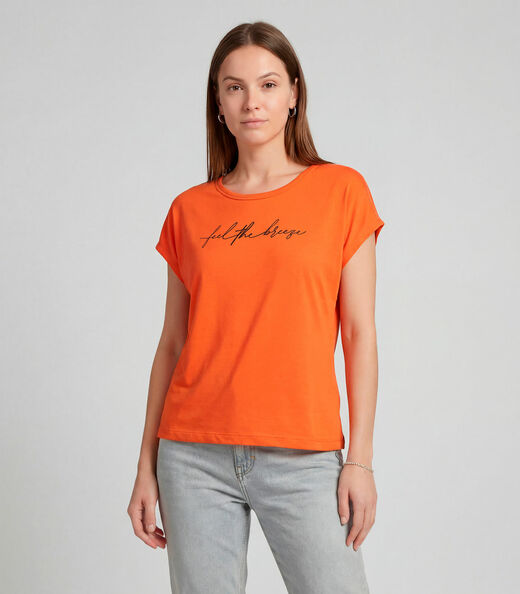 Blusa Feminina em Visco Tricot Infinita Cor Laranja
