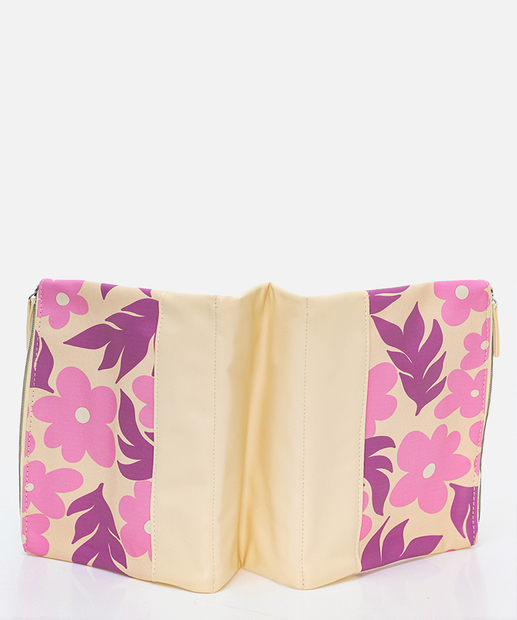 Necessaire Feminina Floral Marisa Bege
