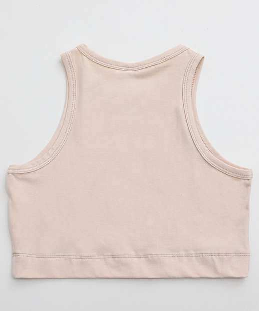 Blusa Juvenil Cropped Regata Marisa Tam 10 a 16 Bege