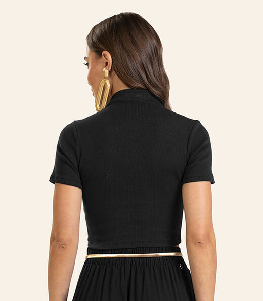 Blusa em Ribana Feminina Endless Preto