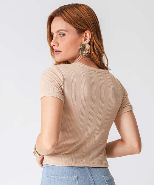 Blusa Feminina Canelada Marisa Bege