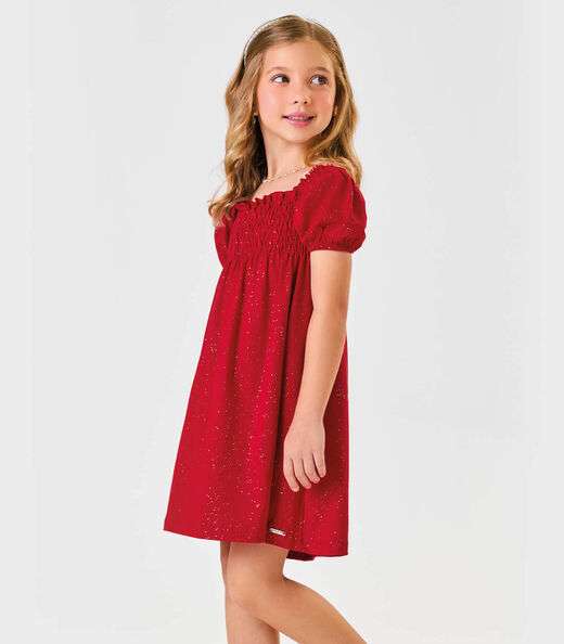 Vestido Curto Lastex Cotton Glitter Trick Nick Vermelho