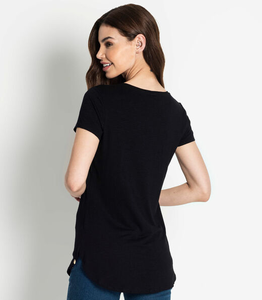 Blusa Feminina Andorra Flamê Básica Rovitex Preto