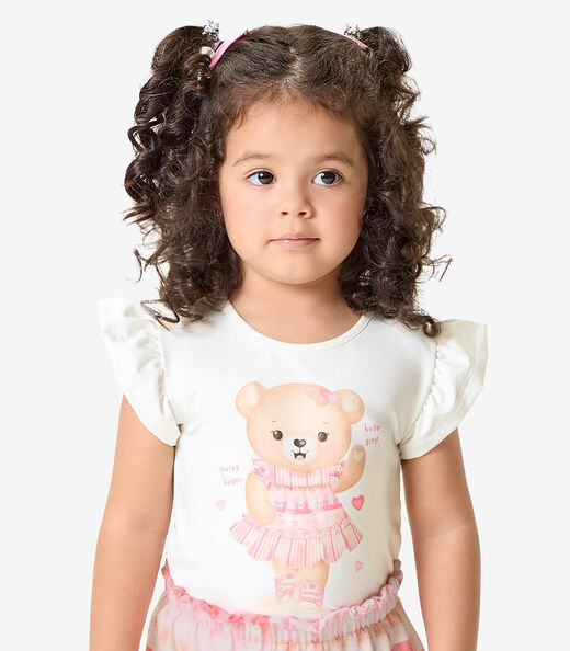 Conjunto Blusa Com Shorts Infantil Rovi Kids Rosa