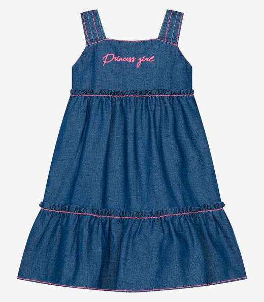Image_Vestido Infantil Jeans Com Bordado Trick Nick Azul
