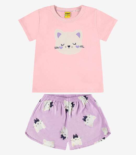 Pijama Meia Malha Rovi Kids Rosa