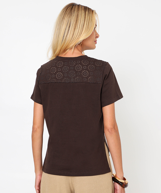 Blusa Feminina Manga Curta Marisa Marrom